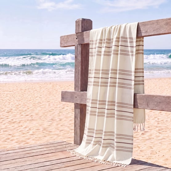 European Collection Natural Peshtemal Beach Towel