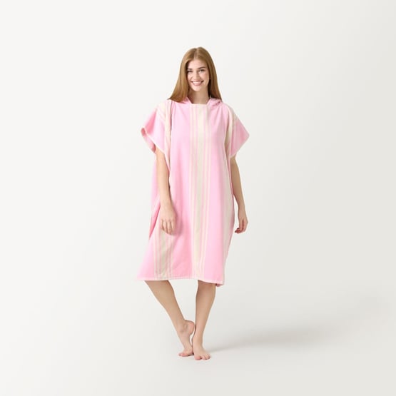 Jervis Stripe Pink Hooded Beach Towel