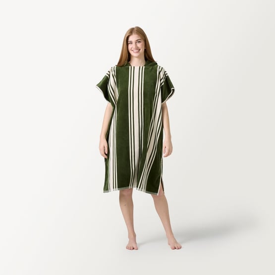 Jervis Stripe Chive Hooded Beach Towel