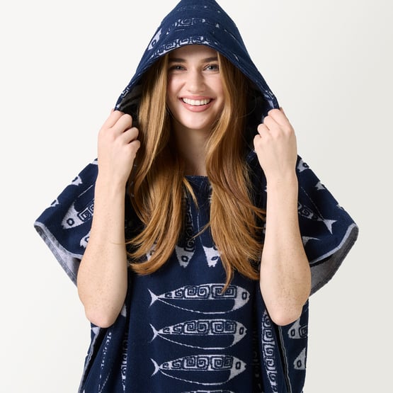 Coolum Navy Hooded Beach Towel