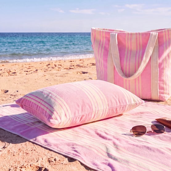 Inflatable Pink Jervis Stripe Beach Pillow