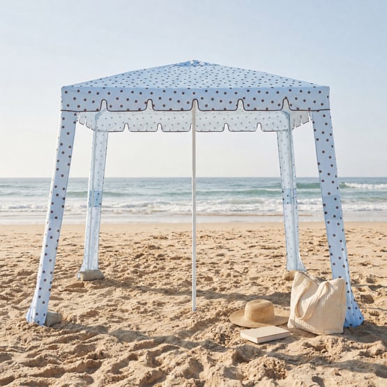 Polkadot Blue & Chocolate Beach Cabana