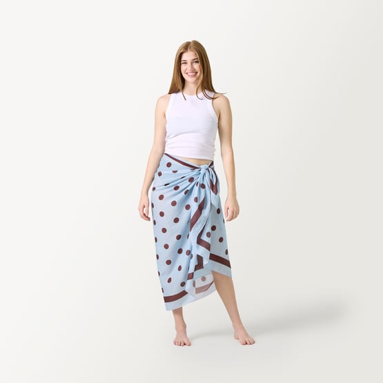 Polkadot Blue & Chocolate Beach Sarong