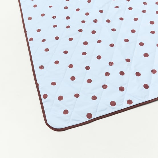 Cabana Umbrella Blue & Chocolate Polkadot Picnic Rug