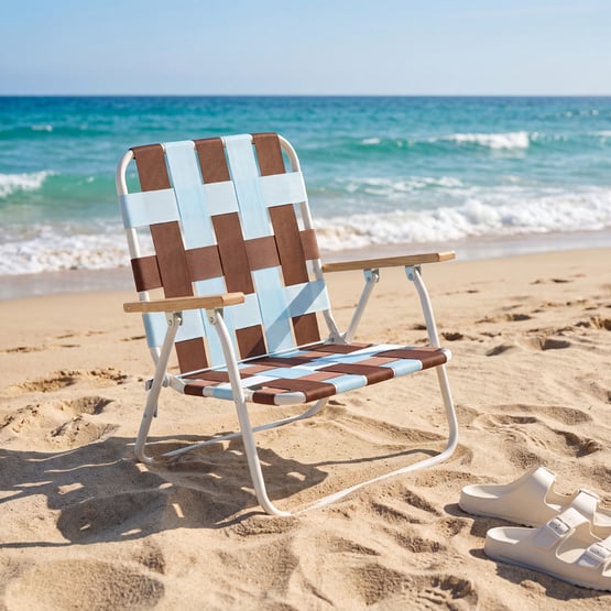 Beach Blue & Chocolate Woven Strap Chair