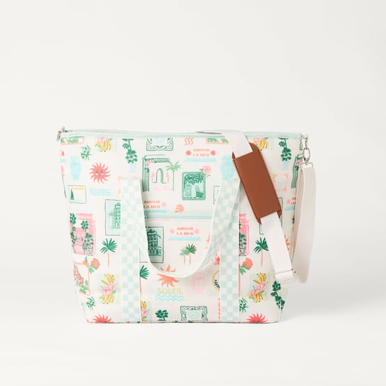Hotel Mirage Aqua & Pink Large Beach Cooler Bag 