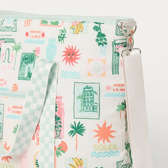 Hotel Mirage Aqua & Pink Large Beach Cooler Bag 