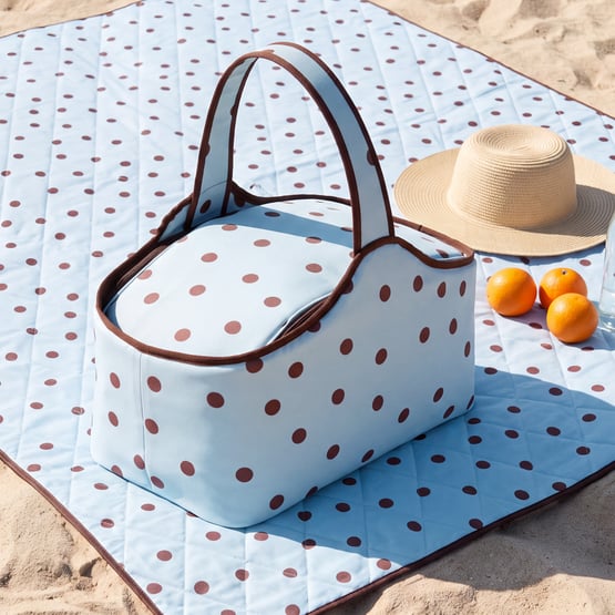 Polkadot Blue & Chocolate Picnic Cooler Bag