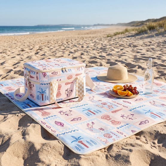 Nerida Blue & Pink Small Beach Cooler Bag