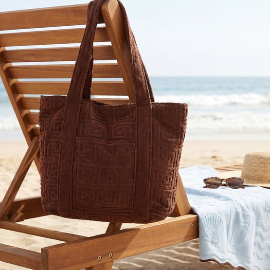 Trinity Chocolate Terry Textured Beach Tote