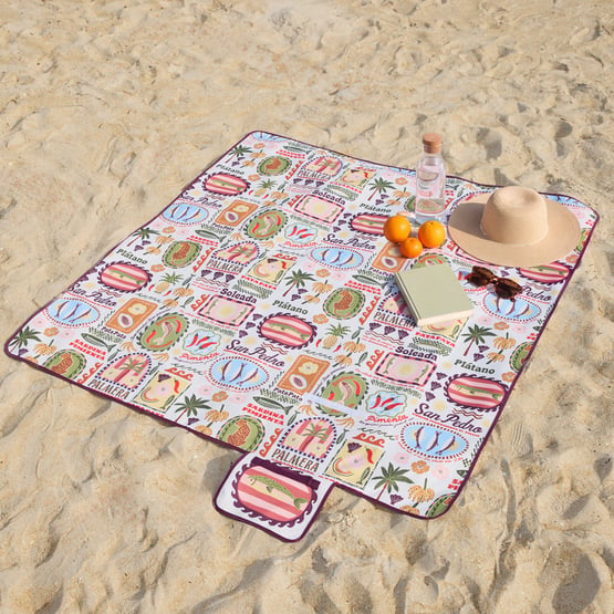 Sardinia Green & Burgundy Regular Picnic Rug