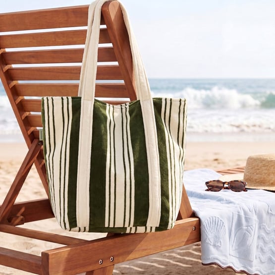 Velour Chive Jervis Stripe Beach Tote