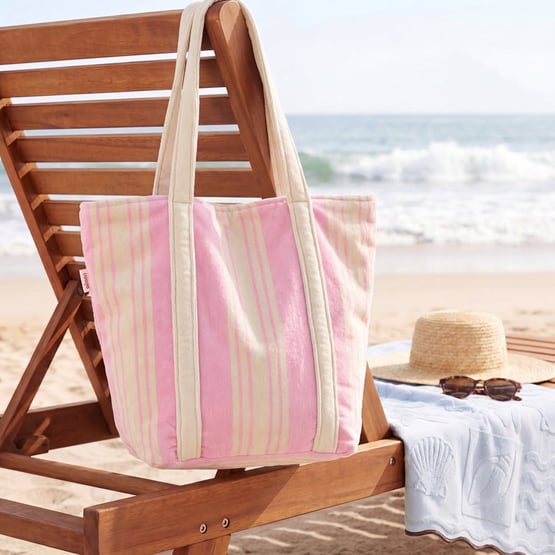 Velour Pink Jervis Stripe Beach Tote