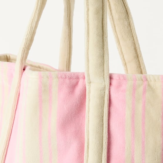Velour Pink Jervis Stripe Beach Tote