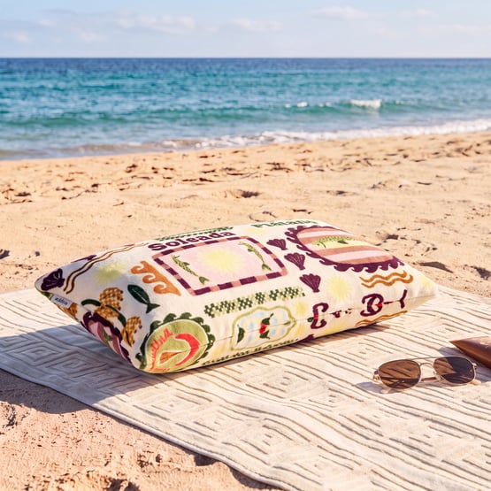 Inflatable Green & Burgundy Sardinia Beach Pillow 