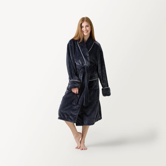 Ultrasoft Charcoal Piped Robe