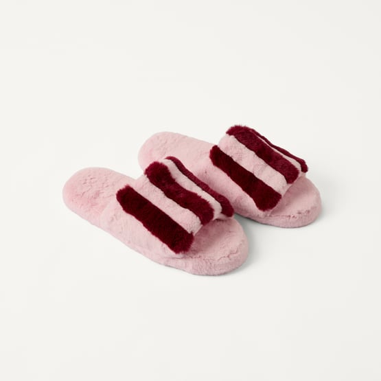 Fur Berries Stripe Slippers