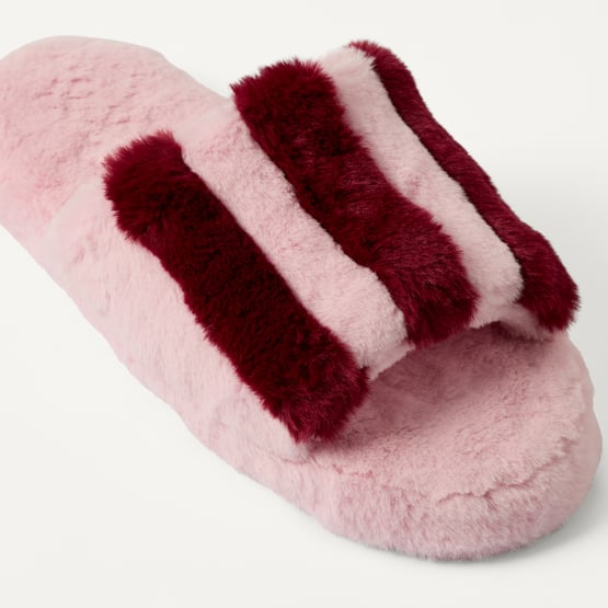 Fur Berries Stripe Slippers