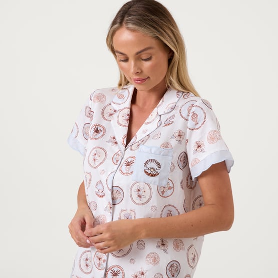 Island Drift Blue Womens Short Pyjama Set