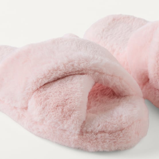 Crossover Peony Fur Slippers 