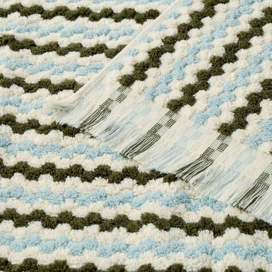 European Luella Turkish Cotton Olive & Baby Blue Towel Dark