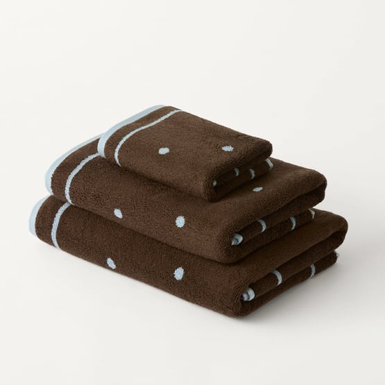 Odette Blue & Chocolate Spot Towel Range