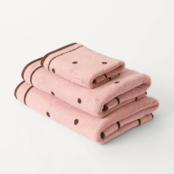 Odette Chocolate & Pink Blossom Spot Towel Range