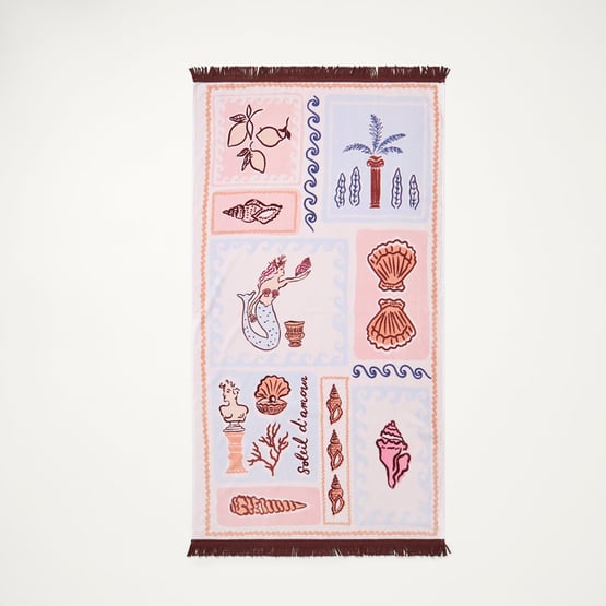 Luxe Blue & Pink Nerida Velour Beach Towel