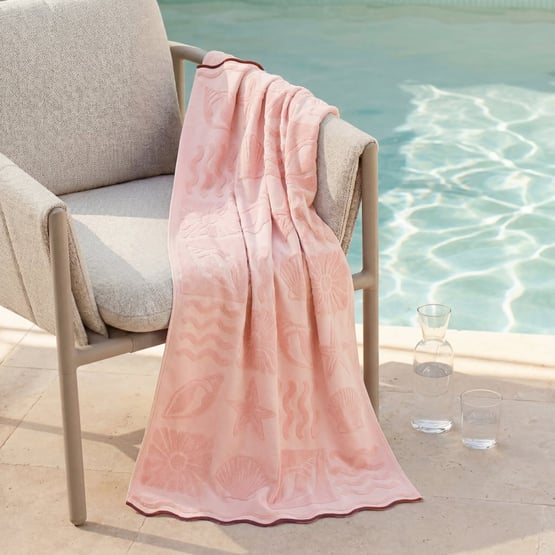 Terry Pink Airlie Textured Beach Towel