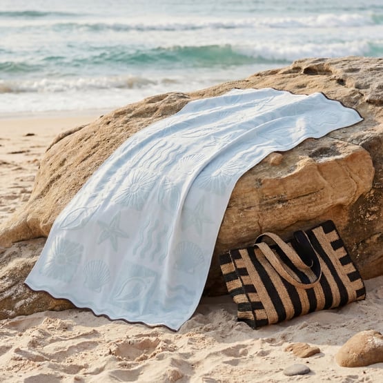 Terry Blue Airlie Textured Beach Towel