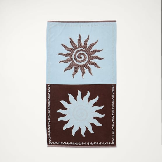 Terry Blue & Chocolate Peregian Textured Beach Towel