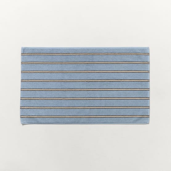 European Lincoln Blue & Espresso Stripe Turkish Cotton Bath Mat