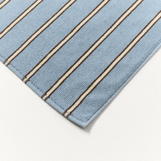 European Lincoln Blue & Espresso Stripe Turkish Cotton Bath Mat