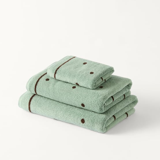 Odette Spot Mineral Green & Chocolate Towel Range