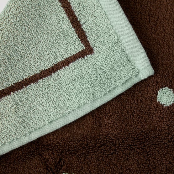 Odette Spot Mineral Green & Chocolate Towel Range