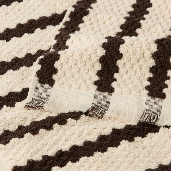 European Kadikoy Stripe Chocolate & Oat Turkish Cotton Towel Range