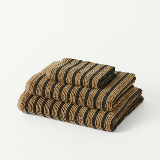 Flinders Taupe & Black Stripe Towel Range
