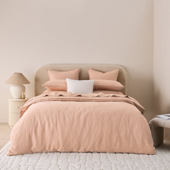 Vintage Washed Linen Nude Pink Quilt Cover Separates