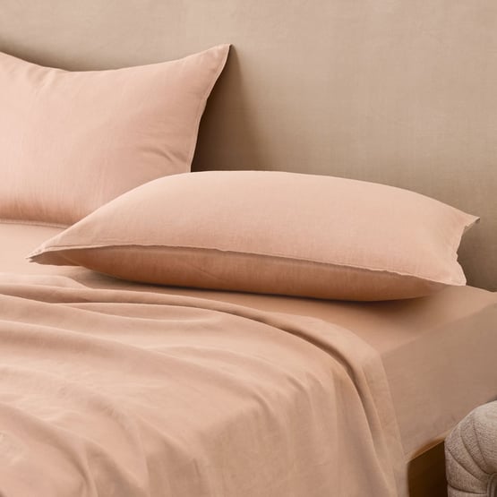 Vintage Washed Linen Nude Pink Sheet Separates