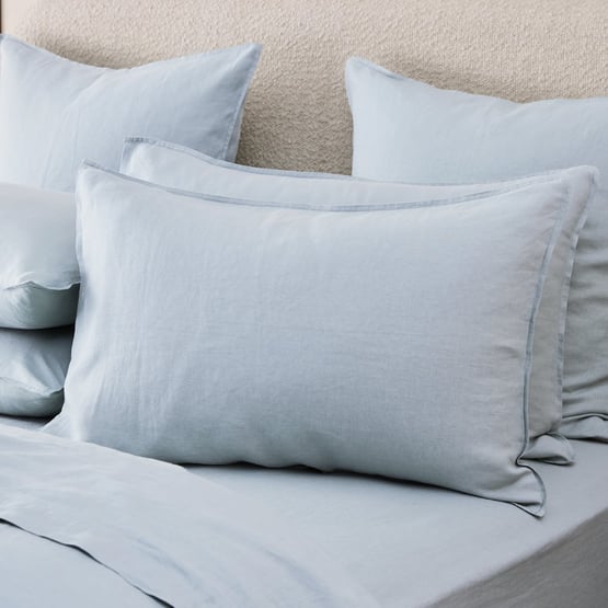Vintage Washed Linen Dusty Blue Pillowcases