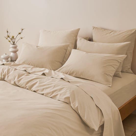 Stonewashed Cotton Sand Quilt Cover Separates