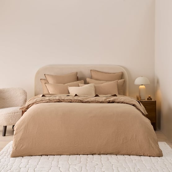 Vintage Washed Linen Hazelnut Quilt Cover Separates