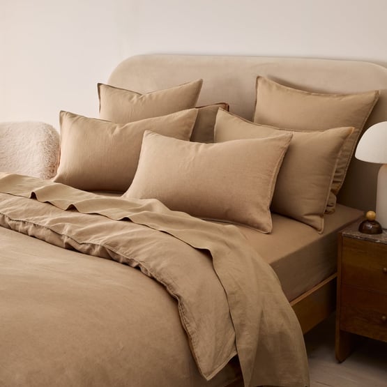 Vintage Washed Linen Hazelnut Quilt Cover Separates