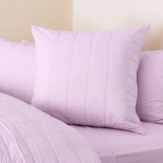 Stonewashed Cotton Misty Lilac Quilted Pillowcases
