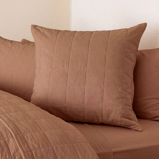  Stonewashed Cotton Earth Quilted Grid Pillowcases