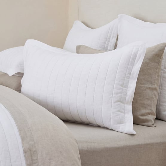 Vintage Washed Linen White Quilted Coverlet Separates