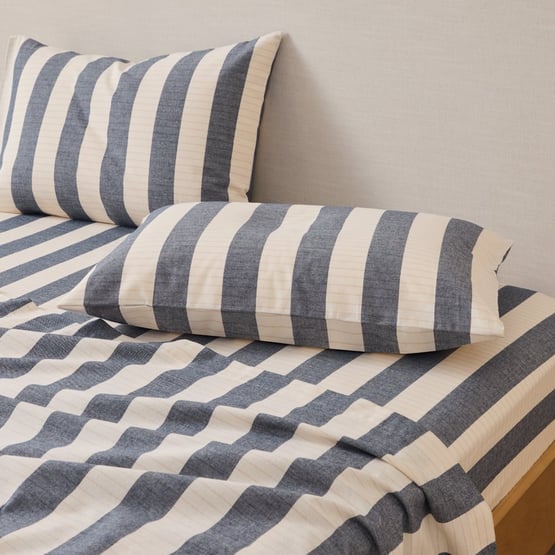 Elliot Navy Stripe Flannel Pillowcases