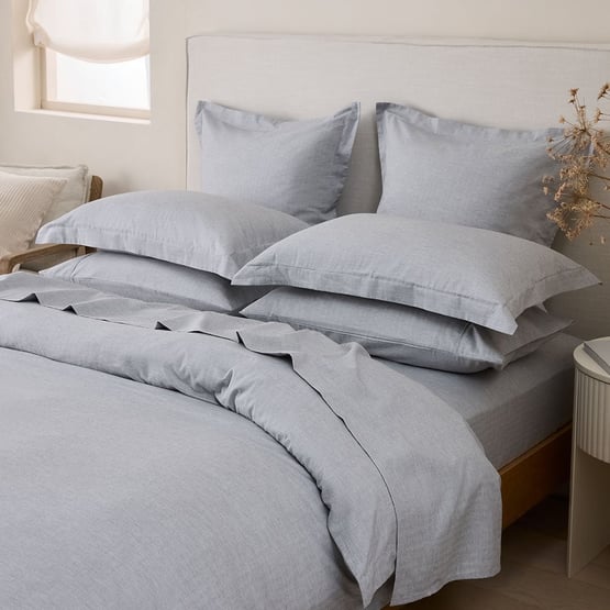 Brushed Cotton Black & White Cashmere Herringbone Quilt Cover Set + Separates 