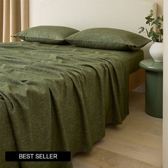 Melange Olive Flannel Sheet Separates