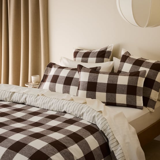 Linen Cotton Chocolate Check Pillowcases